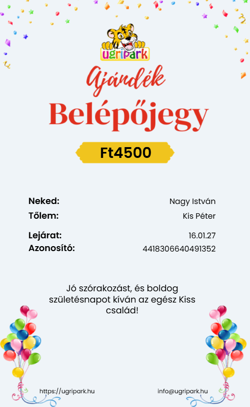 Ajándék jegy – gyermek -3